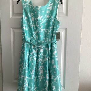 Size 14 Summer Dress Turquoise Seafoam and White NWT